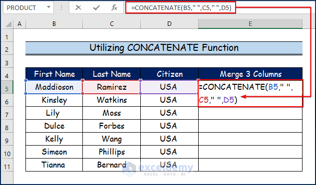 3 Ways To Combine Columns In Excel Flash Fill Concatenate Ampersand