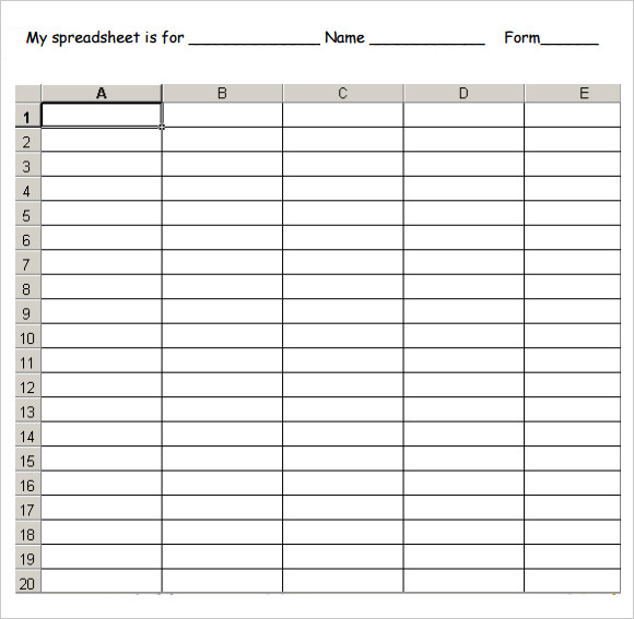 Blank Printable Spreadsheet Room Surf Com