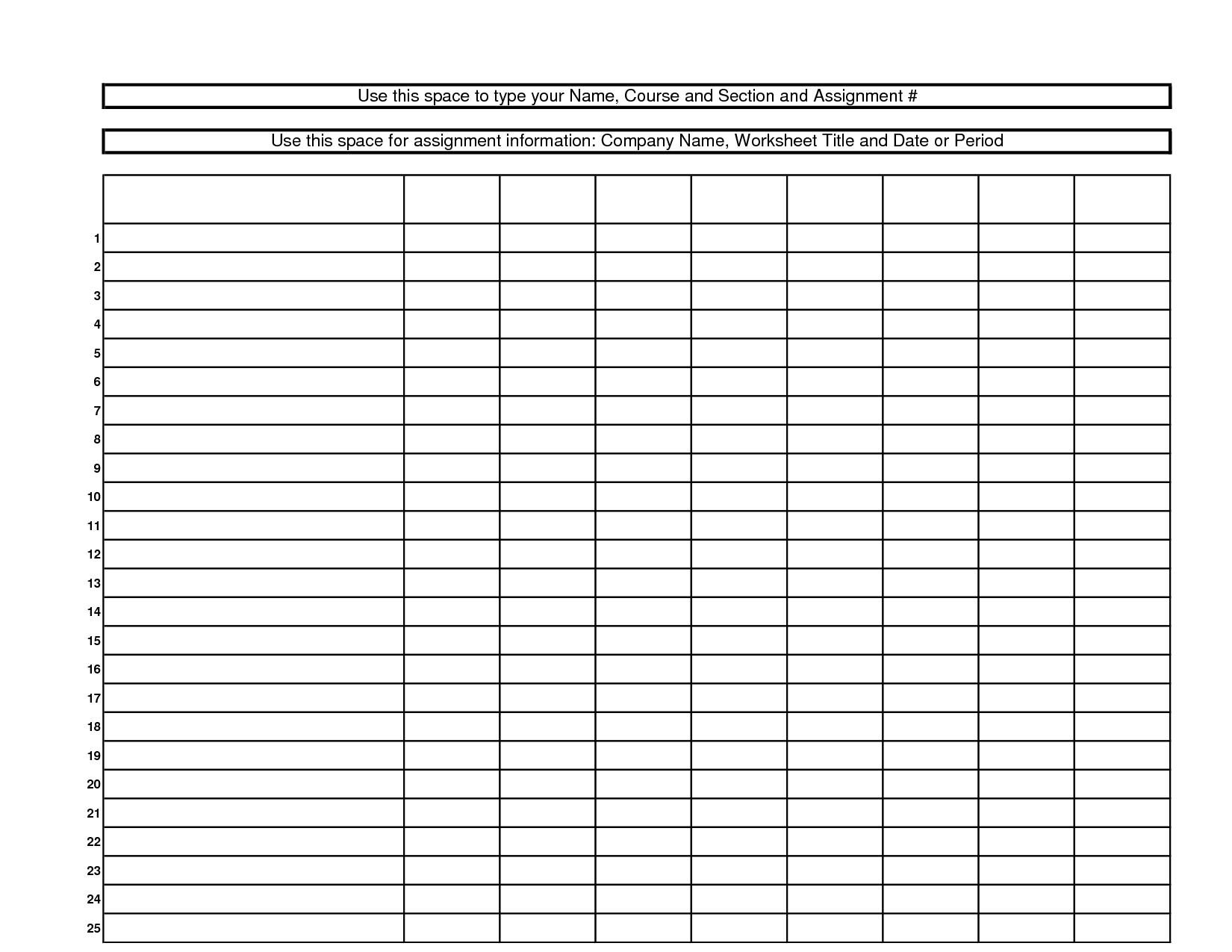 Blank Spreadsheet With Lines