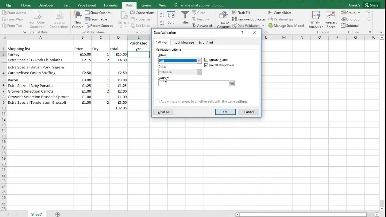 Create Drop Down Yes No In Excel Youtube