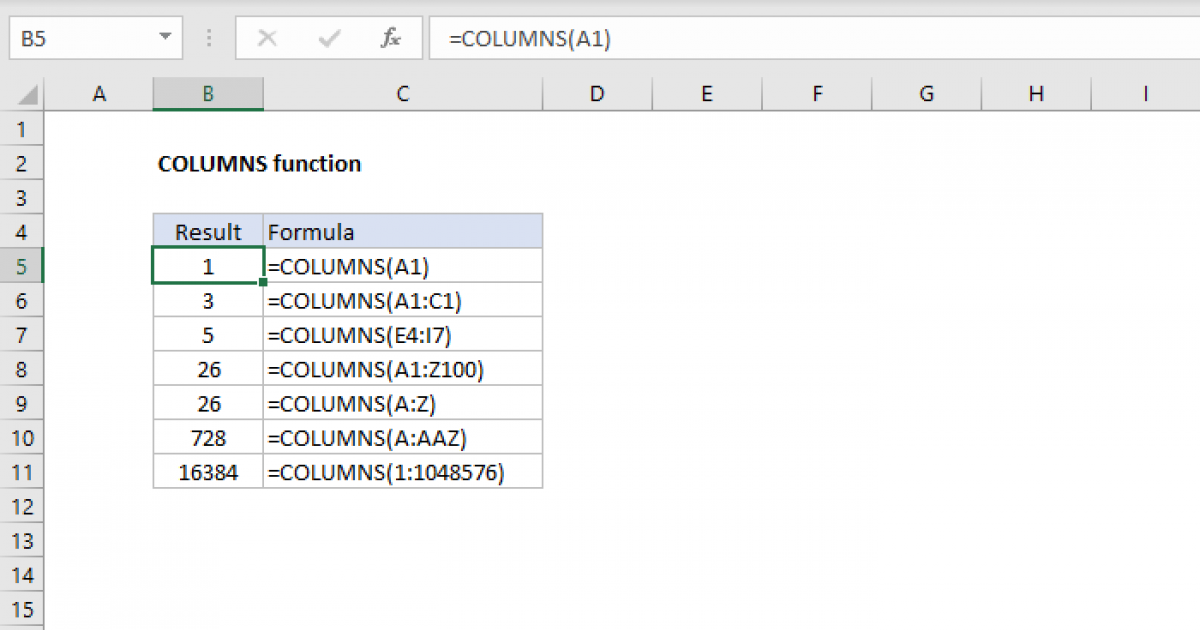 Excel Columns Function How To Use