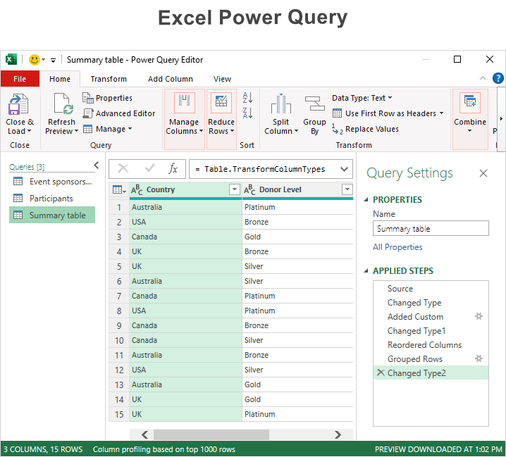 Excel Power Query Get Transform Tutorial For Beginners Examples