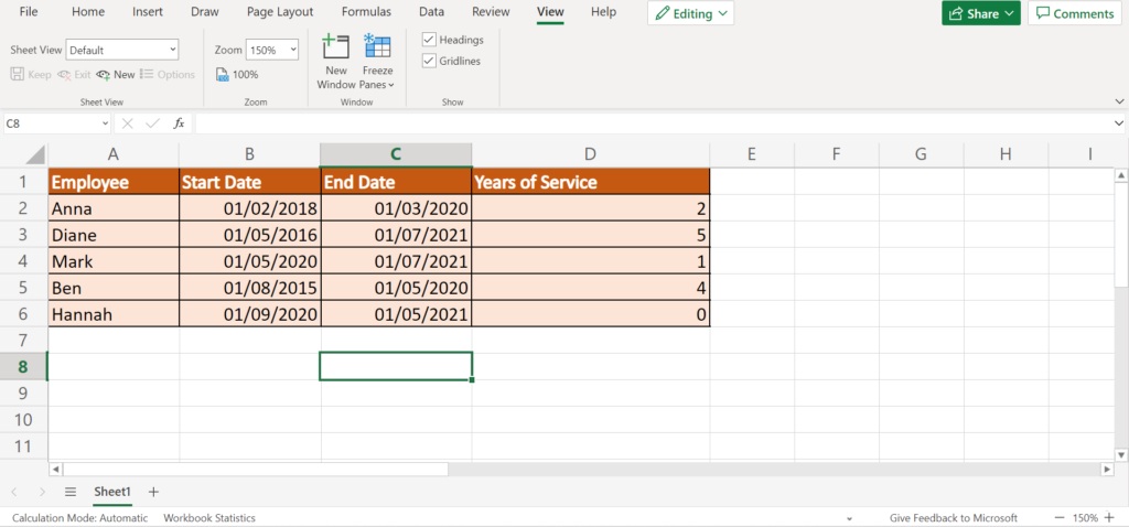 3 Easy Steps to Calculate Years of Service in Excel