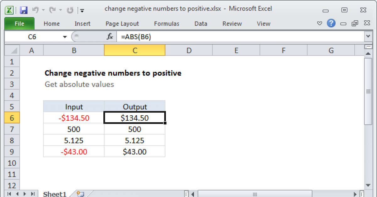 How Do I Convert Negative Numbers To Positive In Excel