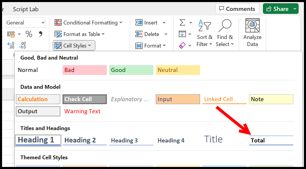 5 Ways to Apply Total Cell Style in Excel