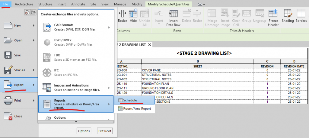 Export Revit Schedule to Excel Easily