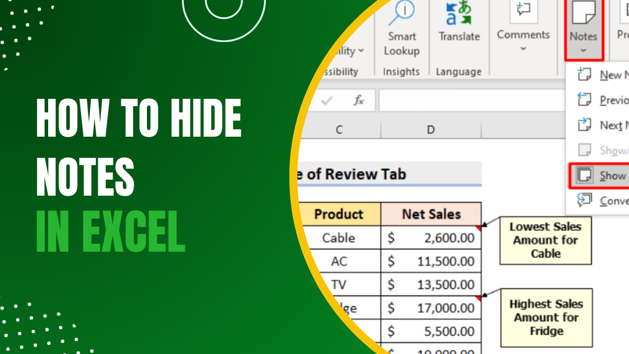 How To Hide Notes In Excel Earn And Excel