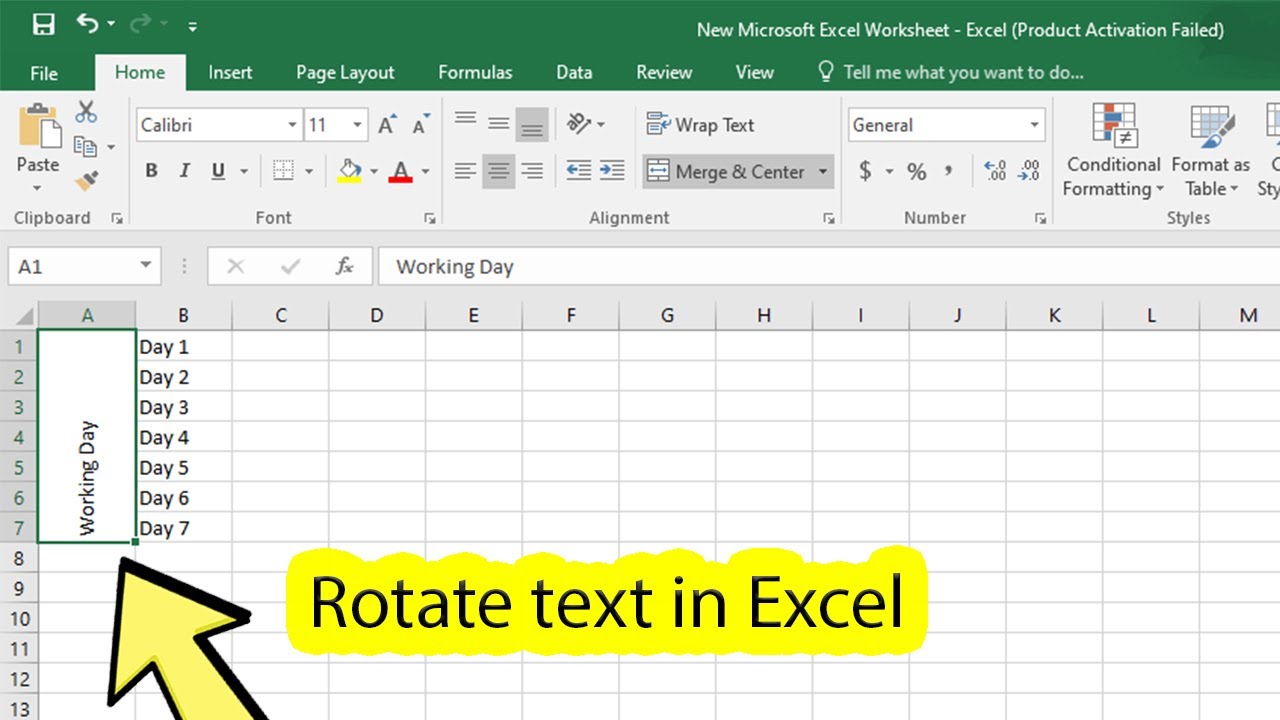 How To Make Text Vertical In Excel 2016 2010 2013 2007 Youtube