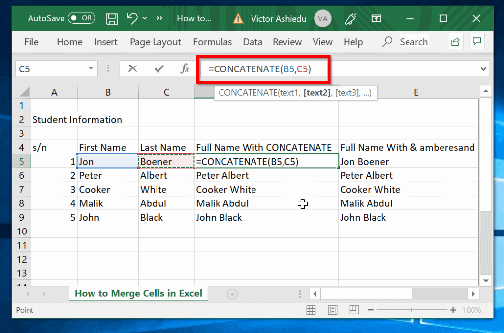 How To Merge Data In Excel Columns