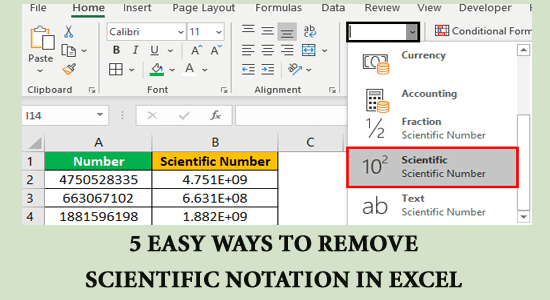 How To Remove Scientific Notation For The Numbers In Excel Sheet Youtube