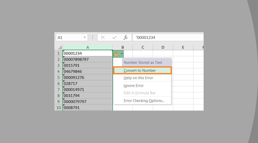 Removing Leading Zeros In Excel